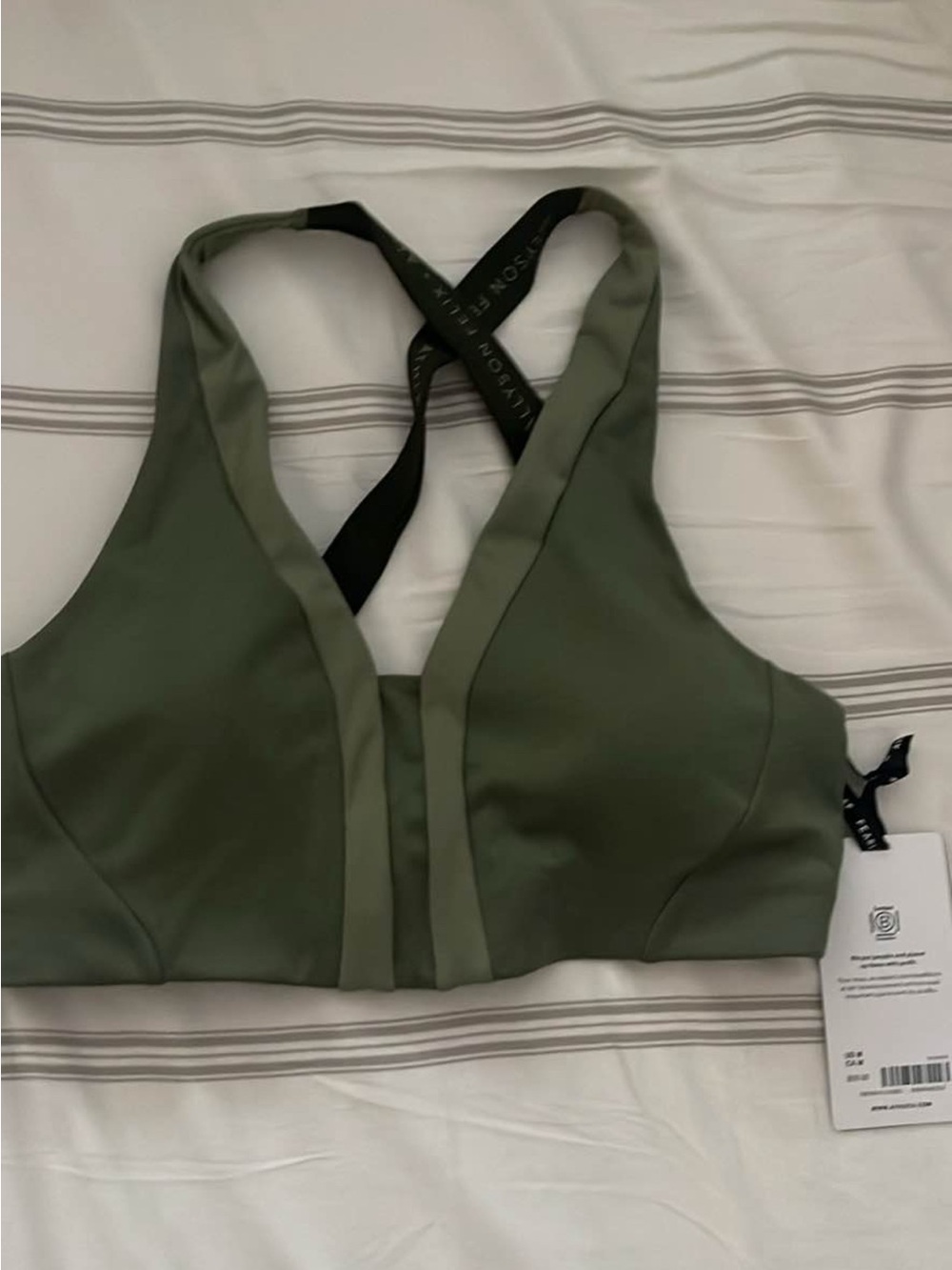 Athleta Olive Green Padded Crisscross Sports Bra